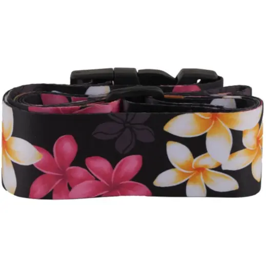 Floral Luggage Strap Black-Pink Folded Front